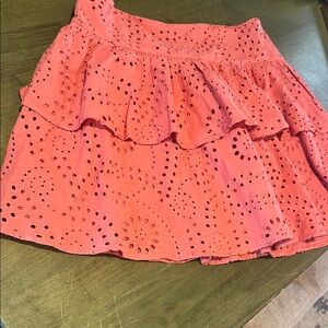 Express Eyelet layered coral skirt Sz 10
